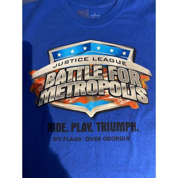 Six Flags men's M Graphic t-shirt Justic League Battle for Metropolis - Picture 7 of 7